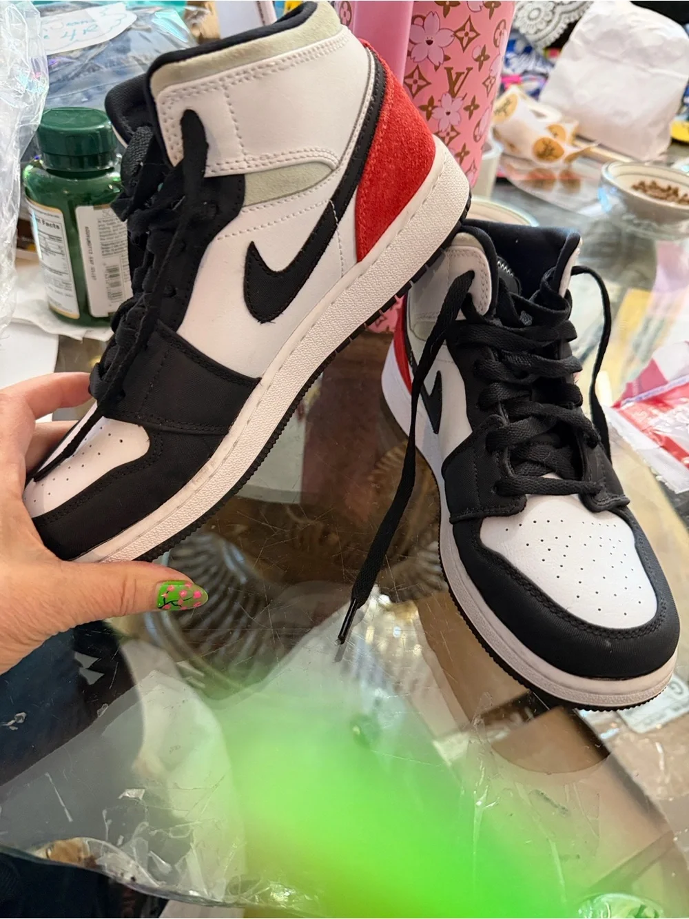 Nike Kids Black and White Air Jordan Style Sneakers